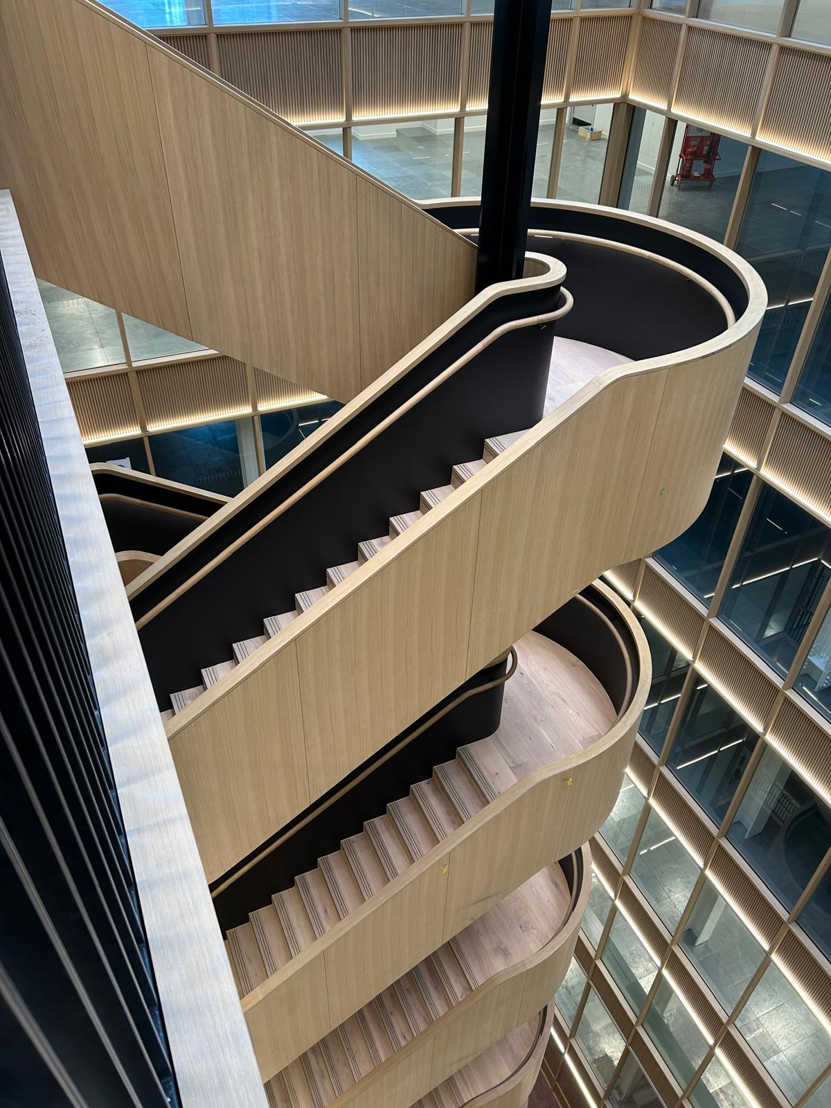 Professional feature staircase spraying by Shaw Spray Ltd in West Sussex